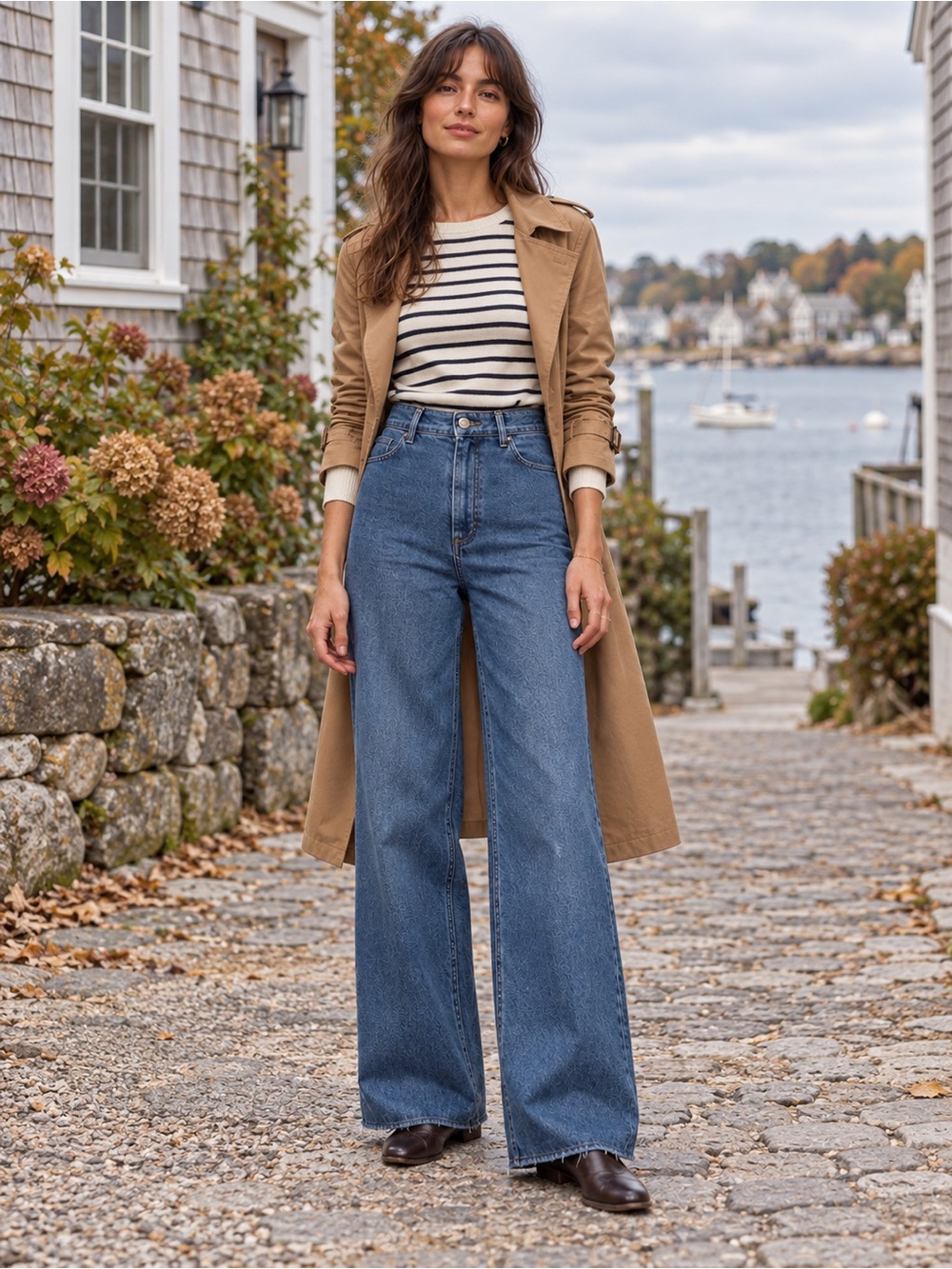 Zara ZW Marine Straight Leg High Waist Jeans Blue US 6 Premium Denim